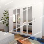 White 6 Door Wardrobe With 4 Mirrors