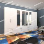 White 8 Door Wardrobe With 4 Mirrors and 8 Bottom Drawers