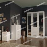 White 3 Door Mirrored Wardrobe With 3 Bottom Drawers and Chest Drawers