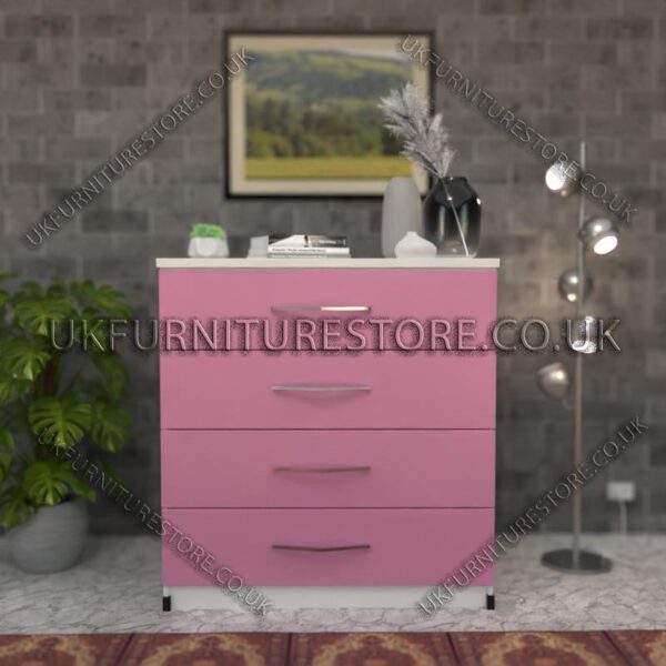 Front Pink Side White Chest Drawer