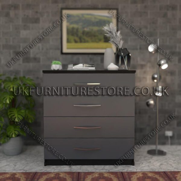 Front Gray Side Black Chest Drawers