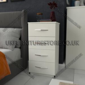 White 4 Drawers Bedside