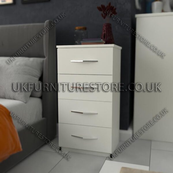 White 4 Drawers Bedside