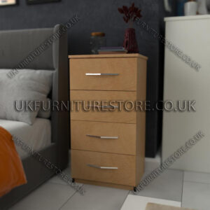 Beech 4 Drawers Bedside