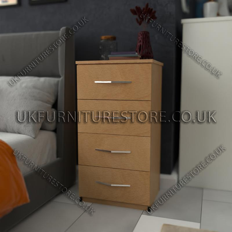 Beech 4 Drawers Bedside