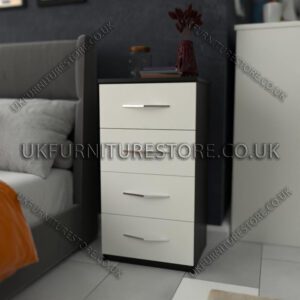 Front White Side Black 4 Drawers Bedside