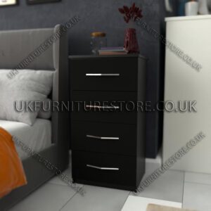 Black 4 Drawers Bedside