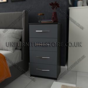 Front Gray Side Black 4 Drawers Bedside