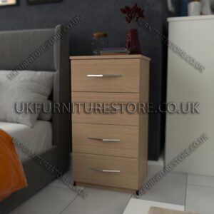 Oak 4 Drawers Bedside