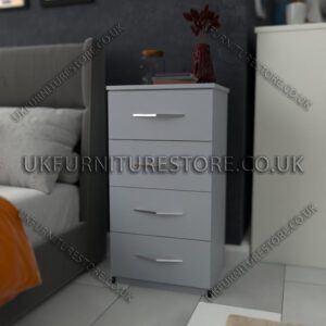 Silver 4 Drawers Bedside