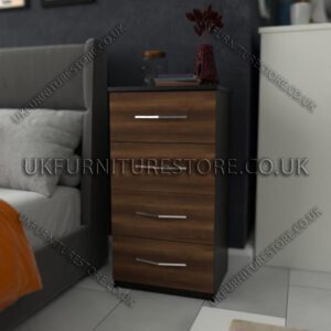 Front Walnut Side Black 4 Drawers Bedside