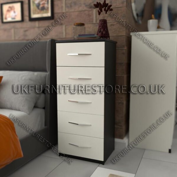 Front White Side Black 6 Drawers Bedside