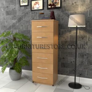 Beech 6 Drawers Bedside
