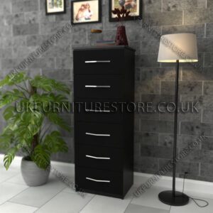 Black 6 Drawers Bedside