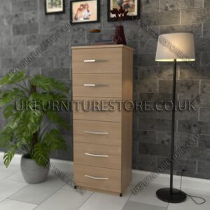 Oak 6 Drawers Bedside