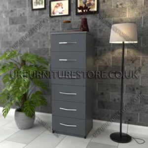 Gray 6 Drawers Bedside