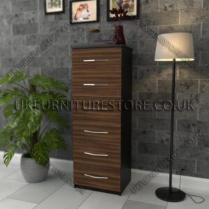 Front Walnut Side Black 6 Drawers Bedside