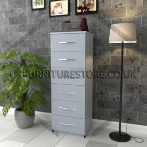 Silver 6 Drawers Bedside