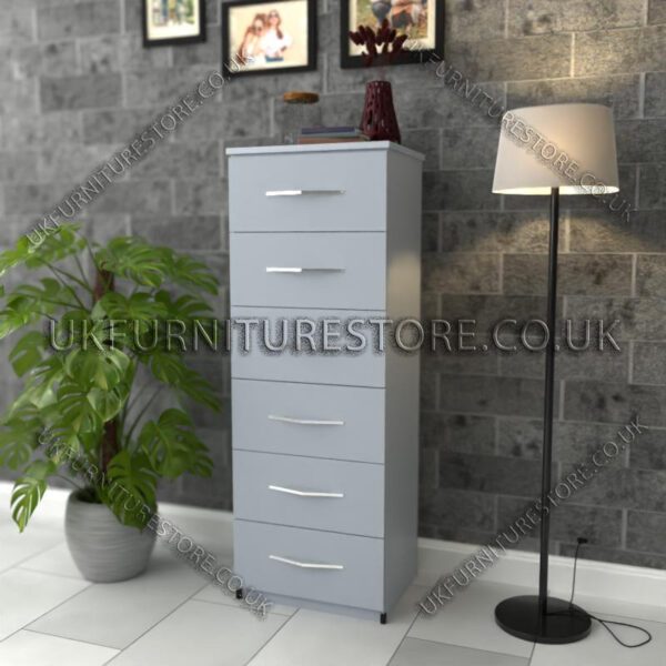 Silver 6 Drawers Bedside