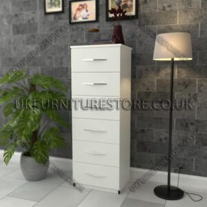 White 6 Drawers Bedside
