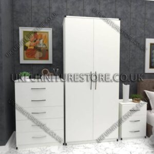 White 2 Door Wardrobe Set With Chest and Bedsides