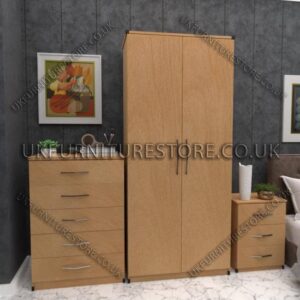 Beech 2 Door Wardrobe Set With Chest and Bedsides