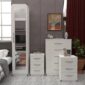 White 1 Door Mirrored Wardrobe Set With Chest Drawers and Bedsides
