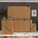 Beech 4 Door Wardrobe Set With Drawers