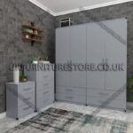 Silver 4 Door Wardrobe Set With 4 Bottom Drawers