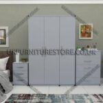 Silver 3 Door Wardrobe Set With Chest Drawers