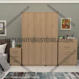 Oak 3 Door Wardrobe Set With Chest Drawers