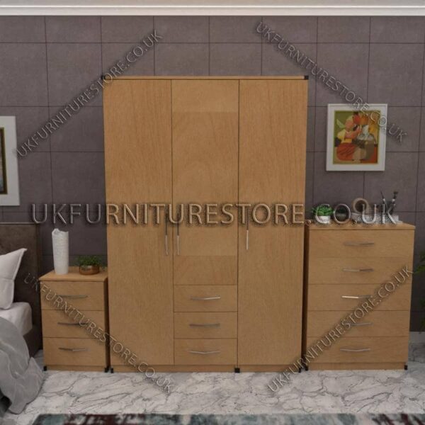 WHATSAPP IMAGE 2024-07-29 AT 7.44.44 PM Beech 3 Door Wardrobe Set With 3 Bottom Drawers and Chest Drawer