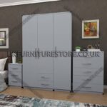 Silver 3 Door Wardrobe Set With 2 Bottom Drawers
