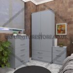 Silver 2 Door Wardrobe Set With 2 Bottom Drawers