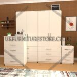 White 4 Door Wardrobe Set With 6 Bottom Drawers