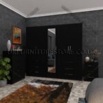 Black 5 Door Wardrobe Set With 1 Mirror