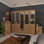 Beech 5 Door Wardrobe 5 Mirrors and 6 Bottom Drawers