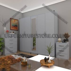 Silver 5 Door Wardrobe Set With 1 Mirror