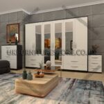 Front White Side Black 6 Door Wardrobe Set With 4 Mirrors and 4 Bottom Drawer