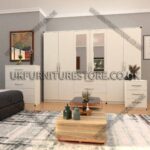 White 6 Door Wardrobe Set With 4 Mirrors and 3 Bottom Drawer