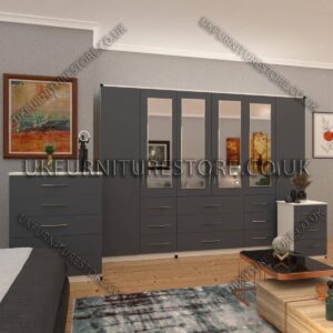 6 Door combi Wardrobe Set With 4 Mirrors