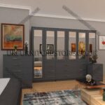 Gray 6 Door Combi Wardrobe Set With 6 Mirrors