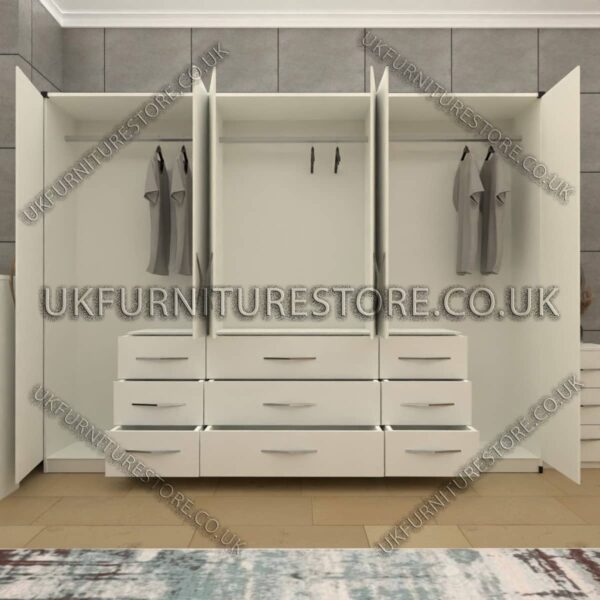 White 6 Door Wardrobe Combi Set