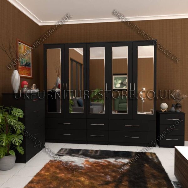 WHATSAPP IMAGE 2024-07-30 AT 6.06.43 PM Black 5 Door Mirrored Wardrobe With 6 Bottom Drawer