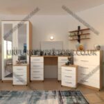 Front White Side Oak 3 Piece 2 Door Mirrored Wardrobe Set