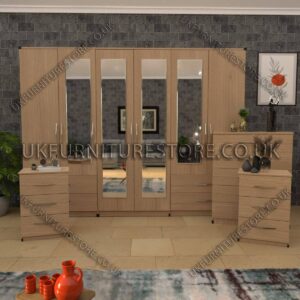 Ok 4 Pieces 6 Door Wardrobe Set With 4 Mirrors