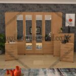 Beech 4 pieces 6 door wardrobe set With 4 Mirrors