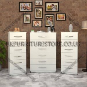White 6 Drawers Chest Drawers and 6 Drawers Bedside Cabinets