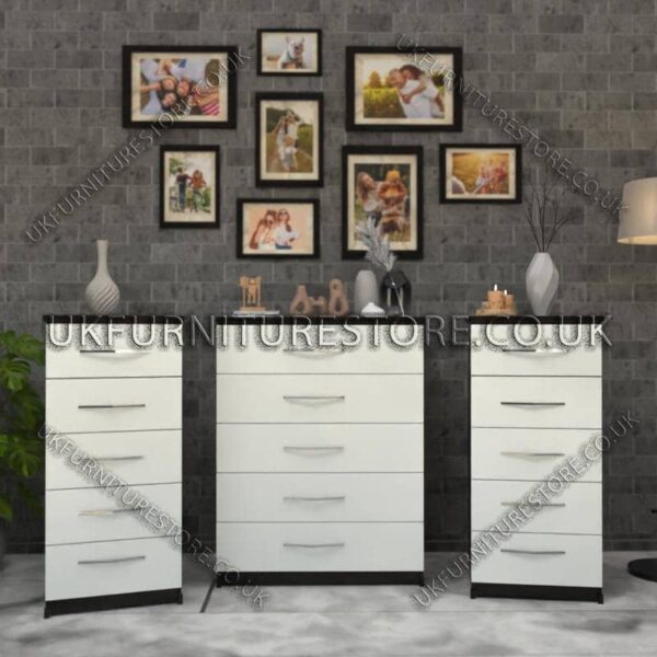 5 Drawers Chest Drawers and 5 Drawers Bedside Cabinets
