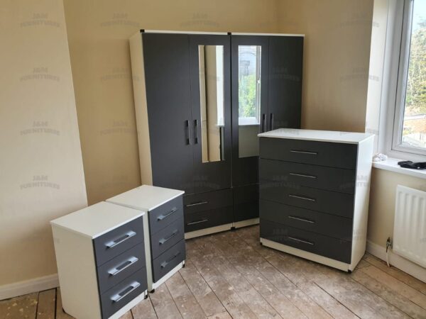 WhatsApp Image 2025-02-25 at 17.12.23_9b5177c4 Front Gray Side White 4 Door Wardrobe With Chest Drawers and Bedside Cabinets